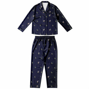 Rabbit Lantern Luxury Women's Satin Pajamas (Dark Blue)
