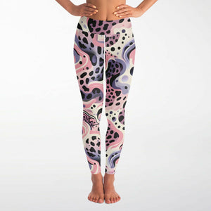 Abstract Pink Splash Yoga Pants (for women)