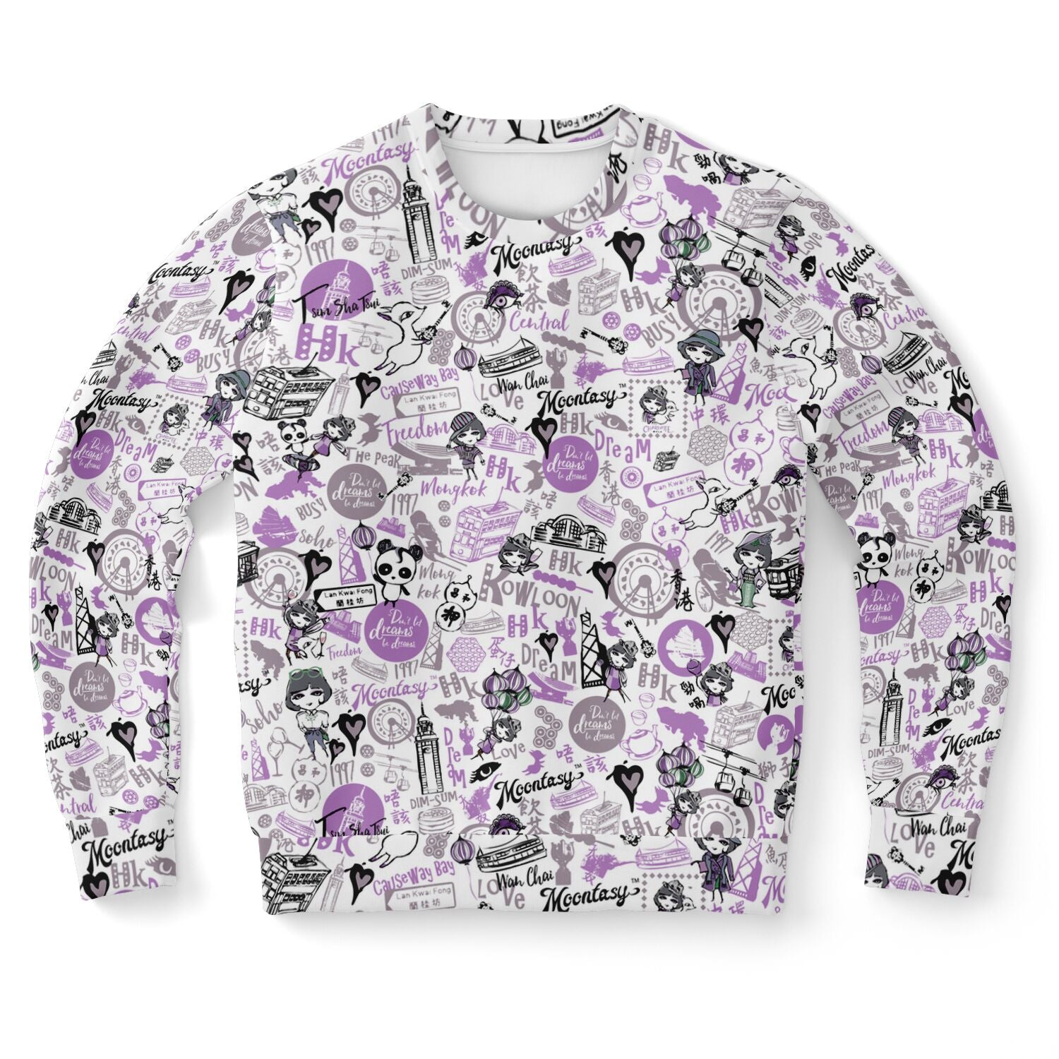 Hong Kong Pattern Fashion Sweatshirt (Lavender | Purple)