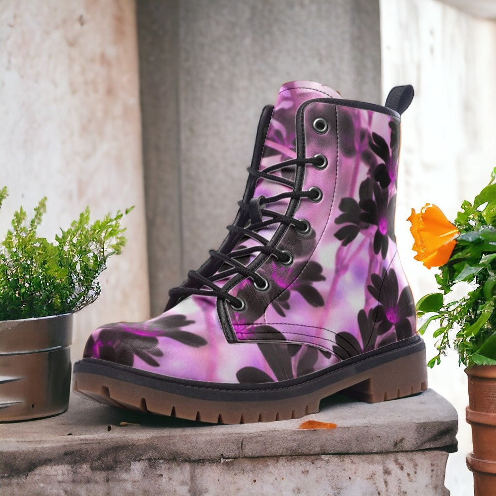 Floral Dreams Combat Boots（Purple Floral ｜For Women｜Men)