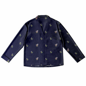 Rabbit Lantern Luxury Women's Satin Pajamas (Dark Blue)