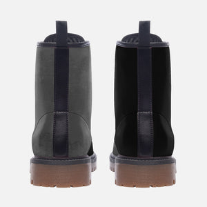 Mismatched Black and Grey Vegan Combat Boots| Charm Faux Leather Shoes| Wide Comfy| Hippy Boots| Customs Shoe For Womens For Men