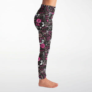 Hong Kong Pattern Yoga Pants (Black Pink/ For women)