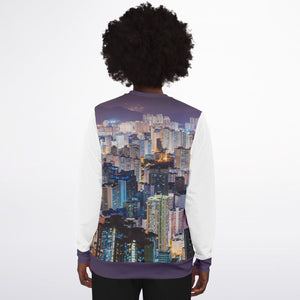 Hong Kong Night View Fashion Sweatshirt (Black and White)