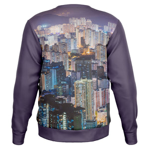 Hong Kong Night View Fashion Sweatshirt (Black Sleeve/ 2 pcs set)