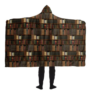 Library Book Lover Hooded Blanket (for Men/Brown)