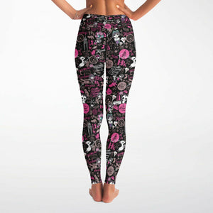 Hong Kong Pattern Yoga Pants (Black Pink/ For women)