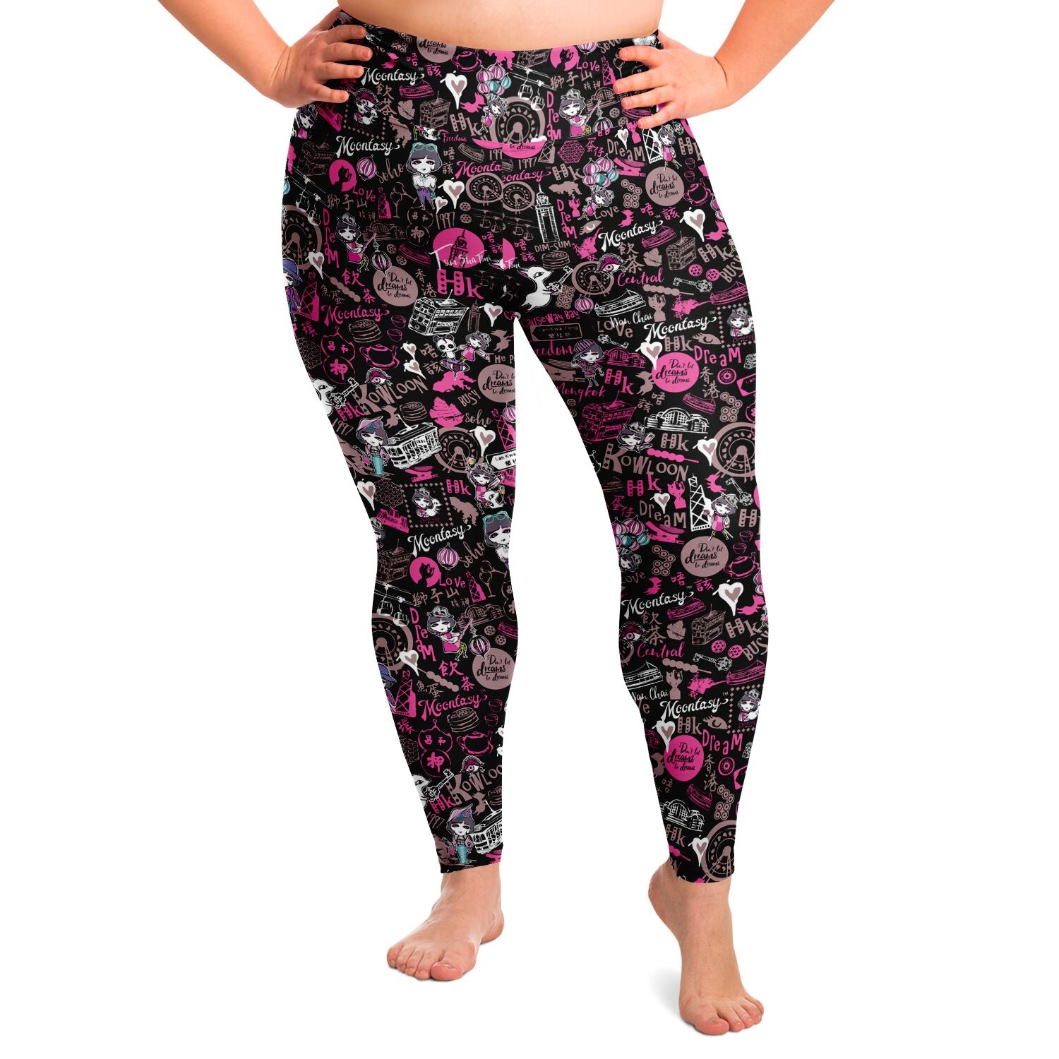 Hong Kong Pattern Plus Size Legging (Black/ for women)