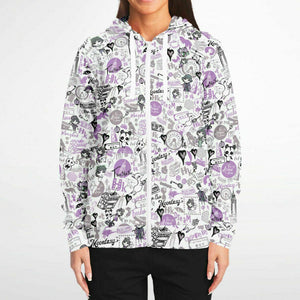 Hong Kong Pattern Zip-Up Hoodie (for women) Purple