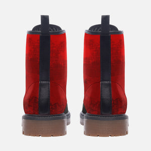 Deadpool Inspired Vegan Combat Boots| Red and Black Punk Rock Footwear| Harley Quinn Cosplay Shoes| Goth Boots| Custom Shoes for Women| Men