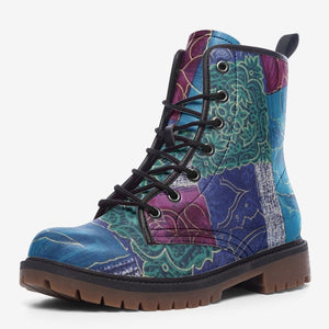a close up of a pair of colorful boots