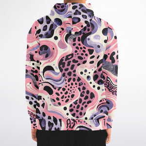 Abstract Pink Splash Zip-Up Hoodie (for men)