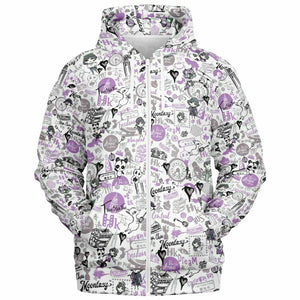 Hong Kong Pattern Zip-Up Hoodie (for women) Purple