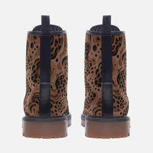 Leopard Print Combat Boots| Brown| Wild Cheetah Leather Boots| Savanna Pattern Urban Boots| unique design| handmade| Women| Men| Fashion