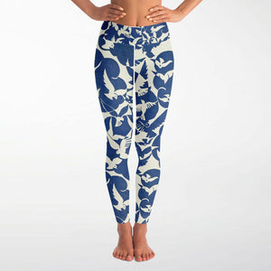 Pigeons Pattern Yoga Pants (Blue and Beige/for women)