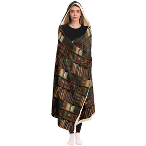 Library Book Lover Hooded Blanket (for Women/ Brown)