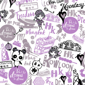 Hong Kong Pattern (Lavender | Purple) Women's Cropped Sweatshirt