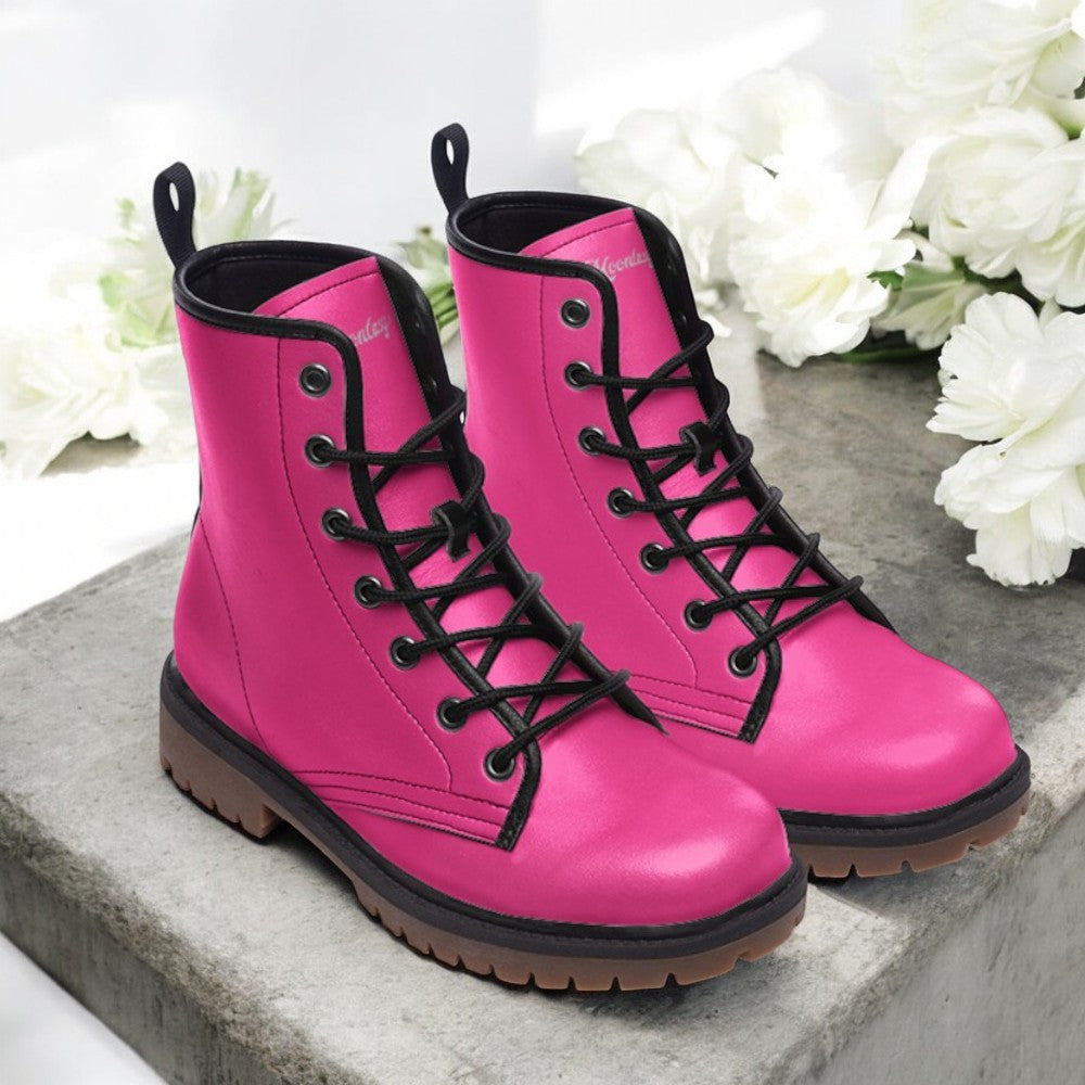 Barbie Pink Vegan Leather boots（hot pink for women/men)