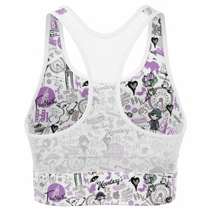 Hong Kong Pattern Mesh Padded Sports Bra (Lavender | Purple)