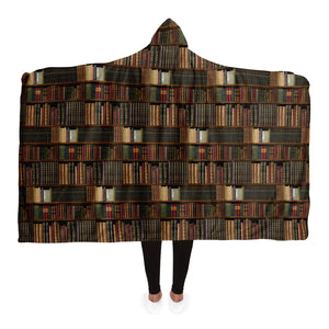 Library Book Lover Hooded Blanket (for Women/ Brown)