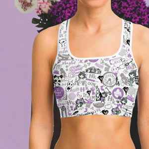 Hong Kong Pattern Yoga Pants And Top Set (Purple/for women)