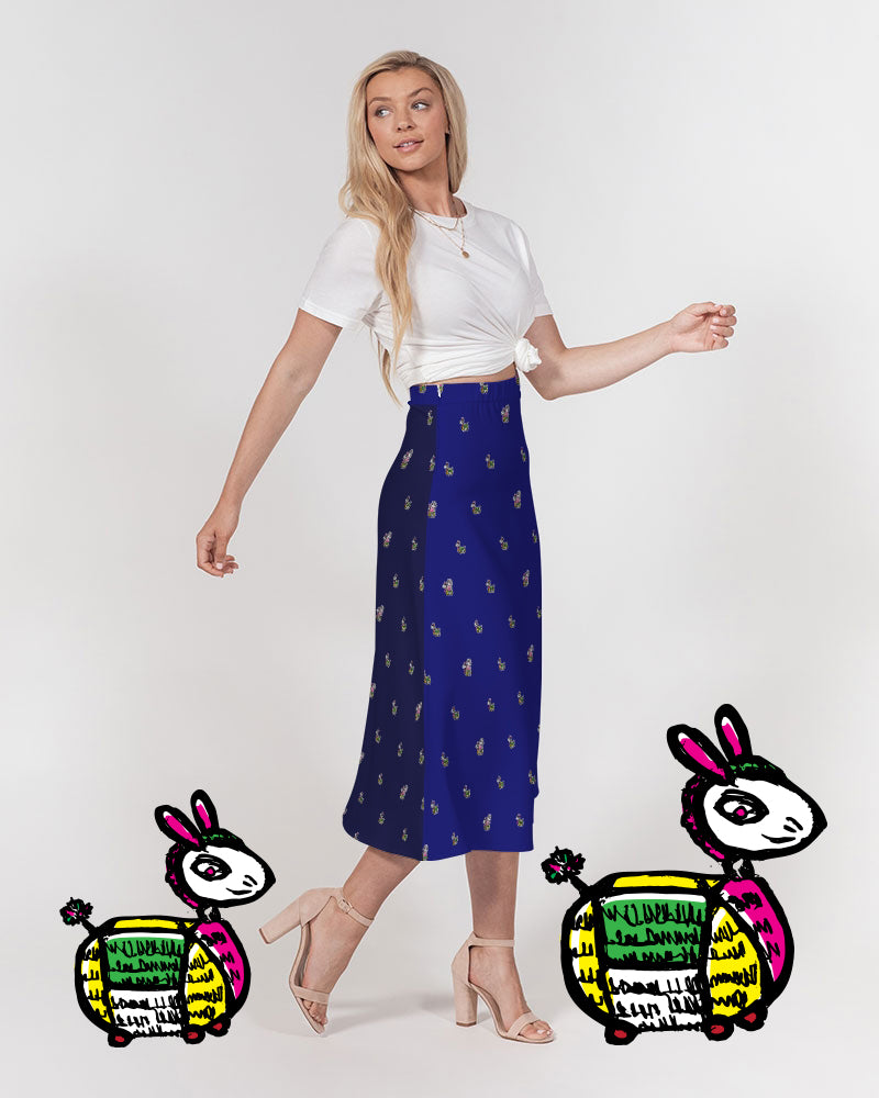 Rabbit Lantern Women's A-Line Midi Skirt