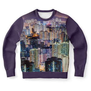 Hong Kong Night View Fashion Sweatshirt (Grey and Black)