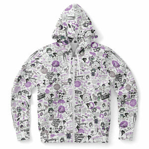 Hong Kong Pattern Zip-Up Hoodie (for women) Purple