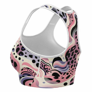 Abstract Pink Splash Sports Bra (for women)