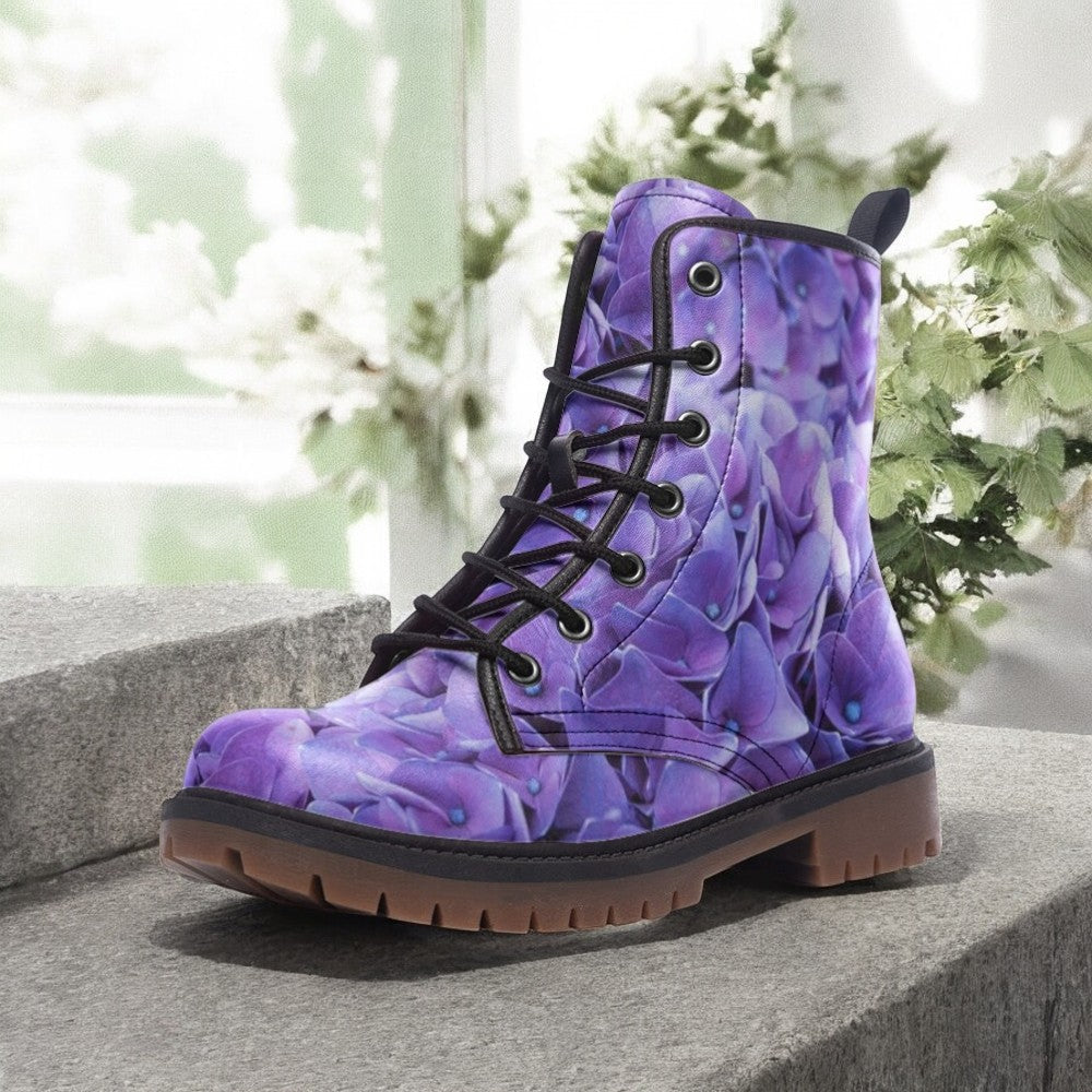 Purple Blossom Combat Boots (For Women| Men)