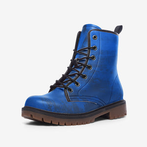 Mismatched Navy Blue & Plum Vegan Combat Boots | Faux Leather Lace Up Shoes| Purple| Gothic| Goth Girl| Unique Hippie Shoes For Men| Women