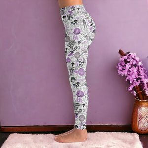 Hong Kong Pattern Yoga Pants And Top Set (Purple/for women)