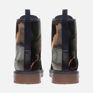 Abstract Gray Leather Boots