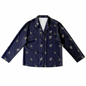 Rabbit Lantern Luxury Women's Satin Pajamas (Dark Blue)