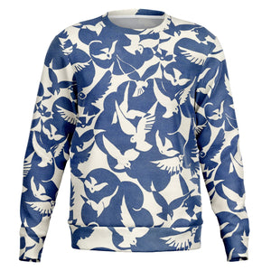 Pigeons Pattern Fashion Sweatshirt (Blue and Beige)