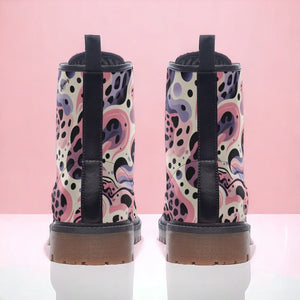 Pink Leopard Pattern Combat Boots (For Women| Men)