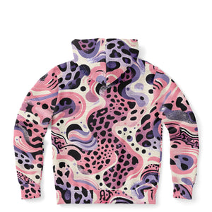 Abstract Pink Splash Zip-Up Hoodie (for women)