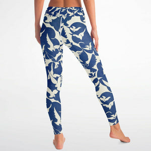 Pigeons Pattern Yoga Pants (Blue and Beige/for women)