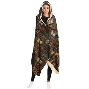 Library Book Lover Hooded Blanket (for Women/ Brown)