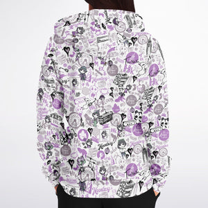 Hong Kong Pattern Zip-Up Hoodie (for women) Purple