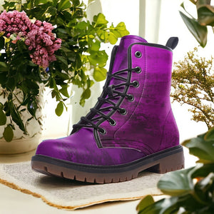 Electric Purple Combat Boots| Violet Storm Leather Boots| Cosmic Purple Urban Boots| women’s boots| fashion| trendy | handmade| lace-up