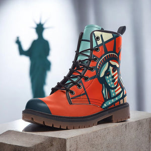 Statue of Liberty Boots | American Pride Edition| Liberty Flame Combat Boots | Patriotic & Bold| Freedom Stars| USA Independence| Red Boots