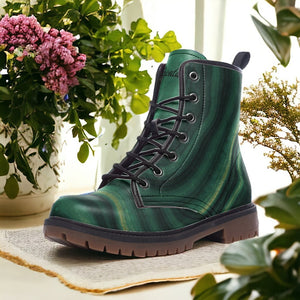 Emerald Forest Abstract Combat Boots | Vegan & Waterproof