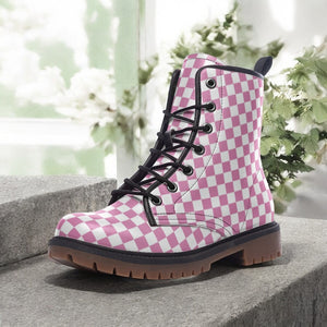 Pink Checkmate Combat Boots ( For Girls|Women| Men)