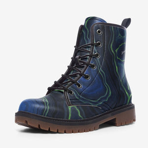 Blue Marble Combat Boots for Women & Men | Vegan Leather Ankle Boots