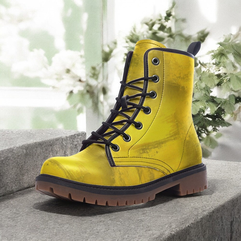 Golden Yellow Combat Boots for Women  Men - Stylish  Durable Footwear