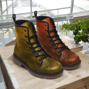 Golden Olive and Burnt Orange Combat Boots（For Women/Men)