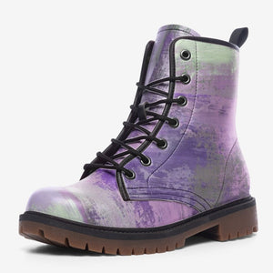 Fancy Vintage Purple Vegan Combat Boots| Cottagecore Faux Leather Shoes For Women| Teenagers| Unisex| Boho| Hippy Lace up boot| Cosplay