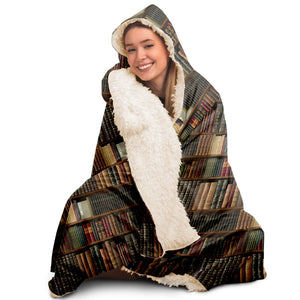 Library Book Lover Hooded Blanket (for Women/ Brown)