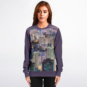 Hong Kong Night View Fashion Sweatshirt (Grey and Black)